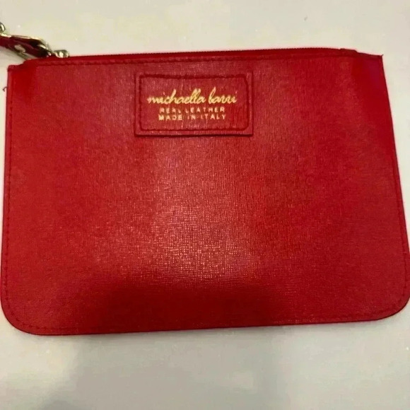 Michealla barri red leather wristlet made in Italy NWOT - Picture 2 of 9